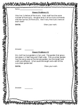 Preview of 4th Grade PSSA State Testing Power Problems