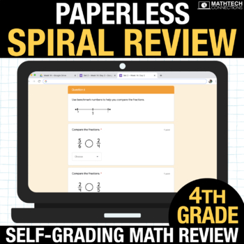 Preview of Digital Math Spiral Review 4th Grade Paperless Morning Work Google Forms Math