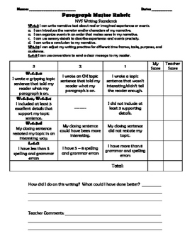 Preview of 4th Grade Paragraph Rubric