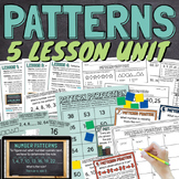 4th Grade Patterns 5 Lessons Unit BUNDLE With Slides, Game