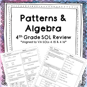 Preview of 4th Grade Patterns and Algebra SOL Review
