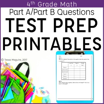 Preview of 4th Grade Math Test Prep | Part A Part B | State Test Performance Task Practice