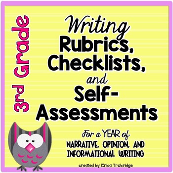 Preview of 3rd Grade Common Core Writing Rubrics & Checklists for the ENTIRE YEAR!