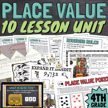 Preview of 4th Grade Place Value 10 Lessons Unit BUNDLE Slides, Games, Worksheet Practice