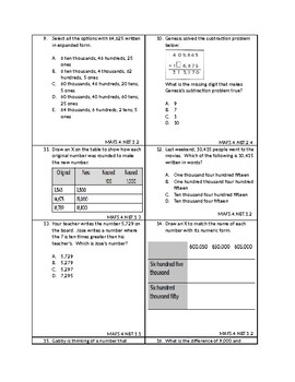 4th Grade Place Value/Addition Subtraction Assessment (Editable)