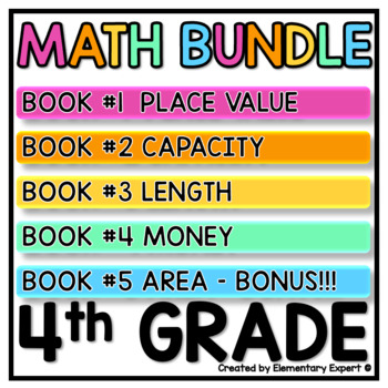 Preview of 4th Grade Place Value, Capacity, Money, Length, Area Printable Mini Books 