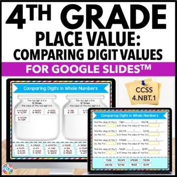 Preview of 4th Grade Place Value Digital Worksheets - Comparing Digit Values - 4.NBT.1