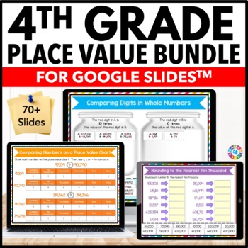 Preview of 4th Grade Place Value Digital Worksheets - Rounding, Comparing Numbers, Digits