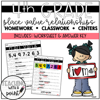 Preview of 4th Grade Place Value Worksheet | FREEBIE