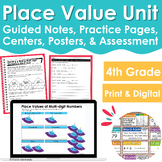 4th Grade Place Value Interactive Notebook, Worksheets, Ta
