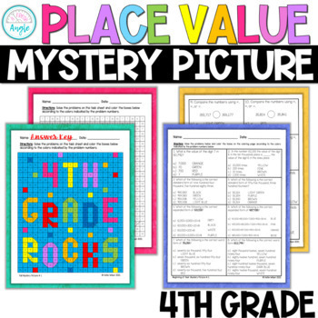 Preview of 4th Grade Place Value - Math Mystery Picture - Place Value Review Back to School
