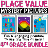 4th Grade Place Value - Math Mystery Pictures - BUNDLE - M