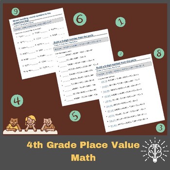 Preview of 4th Grade Place Value Math With Solution