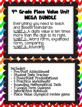 Preview of 4th Grade Place Value Unit Mega Bundle All Needed to Teach & Assess 4.NBT 1,2,&3