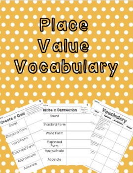Preview of 4th Grade Place Value Vocabulary
