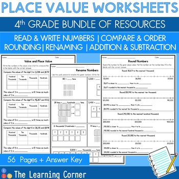 Preview of 4th Grade Place Value Worksheets Bundle