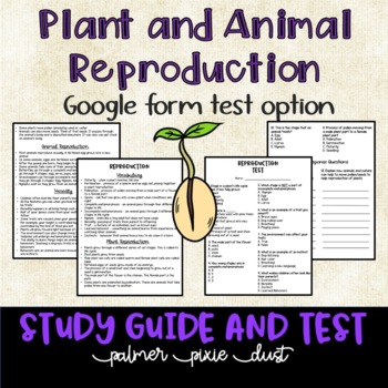 4th Grade Plants and Animals Reproduction Test and Study Guide Digital or  Print