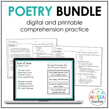 Preview of 4th Grade Poetry Comprehension Activities Bundle | Digital and Print