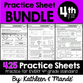 4th Grade Math Practice Sheet BUNDLE: All 4th Grade Standards