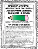 4th Grade Pre/Post assessment: Fractions 4.NF.1 ; 4.NF.2 ; 4.NF.3