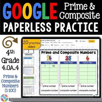 Preview of Prime & Composite Numbers Digital Worksheet Activities Practice Review 4th Grade