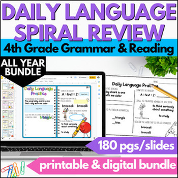 Preview of 4th Grade Grammar Bell Work Morning Daily ELA Warm Ups All Year Language Review