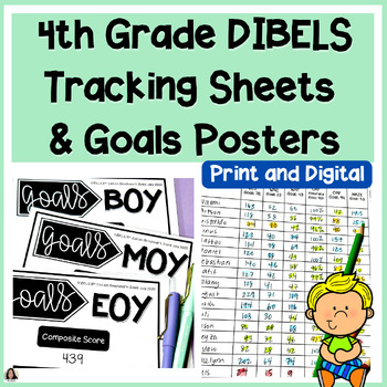 Preview of 4th Grade Progress Monitoring Data Tracking & Goals Posters DIBELS 8