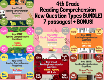 Preview of READING New STAAR Question Types BUNDLE - 4th grade! 7 passages with Task Cards!