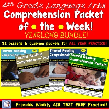 Preview of 4th Grade Reading Comprehension Packet of the Week BUNDLE!  (AIR test aligned)