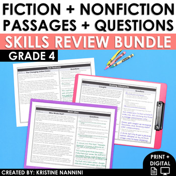 Preview of 4th Grade Reading Comprehension Passages | Fiction and Nonfiction Strategies