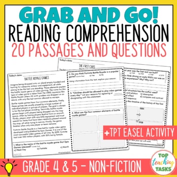 Preview of 4th Grade Reading Comprehension Passages and Questions - 4th Grade Spiral Review