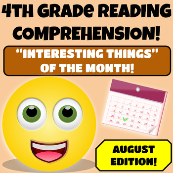 Preview of 4th Grade Reading Comprehension Passages and Questions  August Back To School