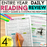 4th Grade Reading Comprehension Spiral Review, Quizzes & Constructed Responses