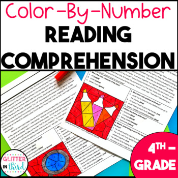Preview of 4th Grade Reading Comprehension Passages and Questions Color By Number BUNDLE