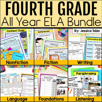 Preview of 4th Grade Reading Comprehension, Writing, Fluency, Grammar - All Year ELA Units