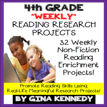 Preview of 4th Grade Reading Projects, Enrichment For the Entire Year, PDF and Digital!