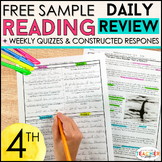 4th Grade Reading Homework & Quizzes with Constructed Resp