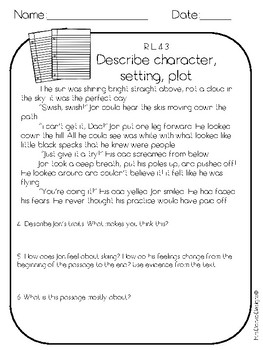 4th Grade Reading Literature Printables and Assessments (CCS Aligned)