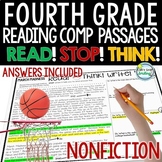 4th Grade Reading Passages Nonfiction Stop N Jot with Answ