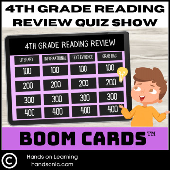 Preview of 4th Grade Reading Review Quiz Show Boom Cards