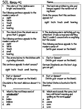 4th Grade Reading SOL Review Worksheet #2 by Just So Elementary | TpT