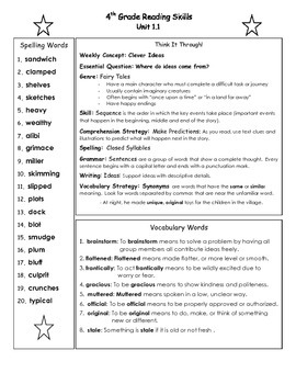 4th Grade Reading Wonders Unit 1 Study Guides w/ Beyond-Level Spelling