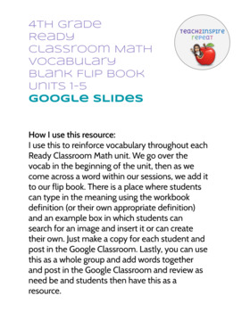 Preview of 4th Grade Ready Classroom Math | Vocabulary Flip Book | Digital | Google Slides