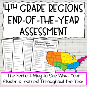 Preview of 4th Grade Regions of the United States Assessment | End of the Year Assessment