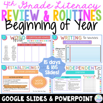 Preview of 4th Grade Review and Routines Aligned with Benchmark Advance | Beginning of Year