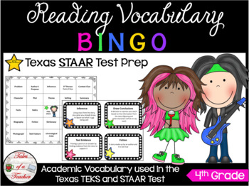 Preview of 4th Grade Rock-STAAR BINGO Reading Vocabulary Review