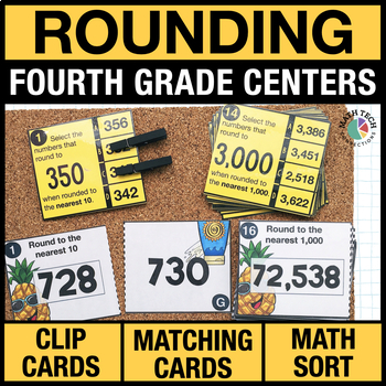 Preview of 4th Grade Rounding Math Centers - 4th Grade Math Task Cards | Math Games