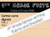 4th Grade SAGE Opinion Writing Rubric and Student Checklist