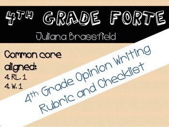 Preview of 4th Grade SAGE Opinion Writing Rubric and Student Checklist