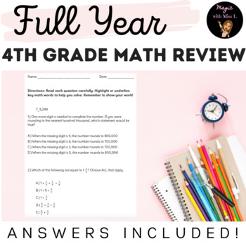 Preview of 4th Grade Math Full Year Review | SBAC/CAASPP Prep